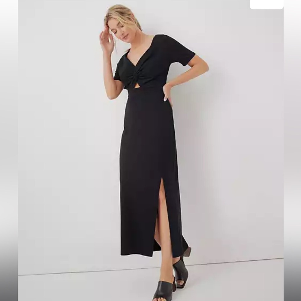 Pact Women's Black Luxe Jersey Knot Maxi Dress